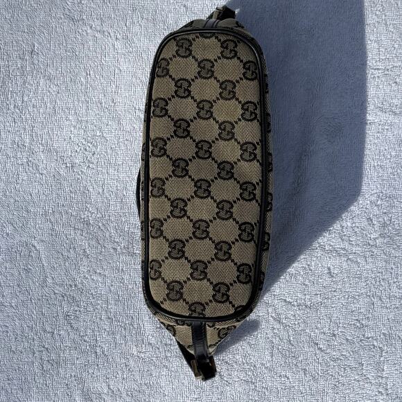 Authentic Gucci Navy Monogram Boat Pochette Bag Handbag Beige GG Y2K - Picture 6 of 11